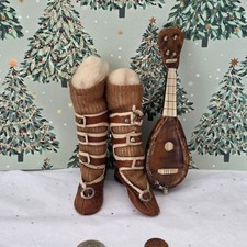 Antique French fashion boots and tortoise shell doll Guitar  picture