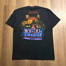 1996 Vintage MGM Grand Tyson vs Holyfield Black Graphic Tee Mens XL picture