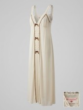 Maidenform Dreamwear Womens Sleeveless V-Neck Lace Gown Ivory Bows Vintage  picture