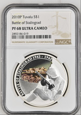 1 DOLLAR 2010 TUVALU BATLE OF STALINGRAD SILVER PROOF NGC PF68 picture