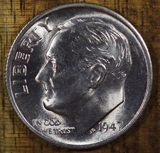 1947 S Roosevelt Dime CH BU LUSTER 90% Silver US Coin From OBW Roll picture