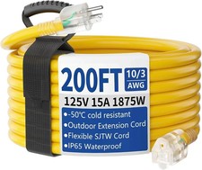Cismorvex 200ft Outdoor/Indoor Extension Cord with Lighted 10/3 Gauge Ultra 3... picture
