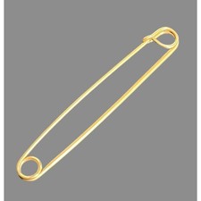 Vintage 1/20 12K Gf GOLD FILLED BROOCH Large Safety Pin Shape Old Money Classic picture