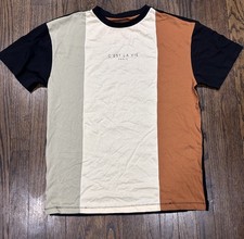 Fashion Nova Men Men's Colorblock Multicolor Crew Neck Logo Cotton Jersey Tee, S picture