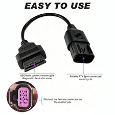 Motorbike OBD1 Adapter Cable 8 Pin for Polaris ATV RZR to OBD2 16 Pin Motorcycle picture