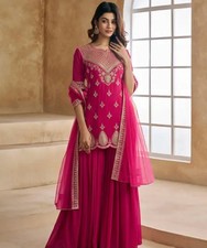 Women Latest Designer Heavy Embroidered Kurta Sharara Dupatta Set.size S To 2xl. picture