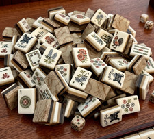 American Mahjong Tiles Set Vintage Floral Marble Beige Brown Back 3 Layer Tiles picture