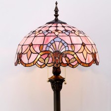 Pink Baroque Tiffany Floor Lamp - Antique Stained Glass Reading Light 64 picture