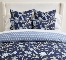Pottery Barn Kravet Meadowlark Reversible Duvet Cover Floral Botanical Bedding picture