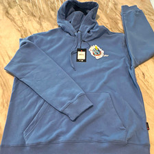 Quiksilver Men’s XL Blue Fleece Pullover Hoodie Graphic Logo Pockets QSM35HD187 picture