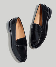 Women's Madewell Penny Loafer In Leather True Black Size 8  New  Retail $148 picture