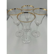 Vintage Mikasa Jamestown Gold Crystal Wine Water Goblets Gold Rim - Set of 4 picture