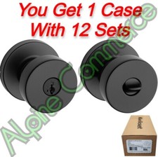 *12-Sets* Kwikset Entry Pismo 740PSK Keyed Front Door Knob Matte Black 97402-895 picture