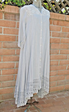 NWOT APRIL CORNELL BLUE GRAY LACE EMBELLISHED COTTON MAXI DRESS SIZE M picture