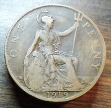 1919 Great Britain UK Large Penny George V picture