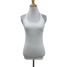 Lululemon Tank Top Womens 6 White Ebb to Street Shelf Bra Ribbed Yoga Workout picture