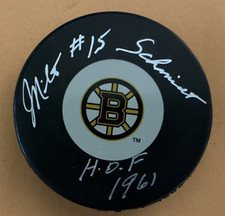 Milt Schmidt Boston Bruins HOF 1961 Autograph Signed Logo Puck picture