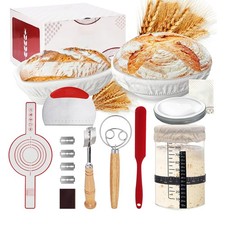 Complete Sourdough Starter Kit,10 Inch Round & 9 Inch Oval Banneton Sourdough Br picture