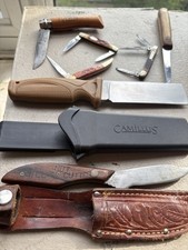 Vintage Pocket Knife Lot Schrade USA Old Timer Opinel Carbon Custom Cutter Set picture