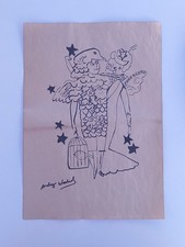 Andy Warhol painting drawing on old paper signed stamped vtg picture