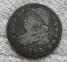 1811/09 Capped Bust Silver Dime Rare Early Date Type Coin Fine Detail Damaged picture