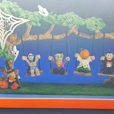 RARE Vintage Handpainted Halloween Swing  1999 Beistle Graveyard Ghouls (READ) picture