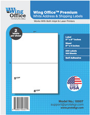 PO07 1500 Premium Half Sheet Shipping Labels Self-Adhesive 8.5 X 5.5 PRO OFFICE picture