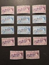 Bermuda QE 12 MNH, 2  MH Stamp Lot 14 overprinted  3d 1/3d Purple Blue 1950s  picture