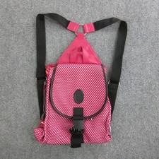 John Fluevog Backpack Womens Medium Pink Geometric Leather Nylon Drawstring Bag picture