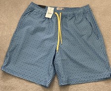 Mens JCREW Blue Abstract Flex Swimwear 7” Small Shorts Trunks $79.50 New Tags picture