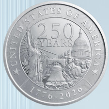 1 oz 999 Fine Silver USA 250th Anniversary Silver Round GSM Eagle Flag picture