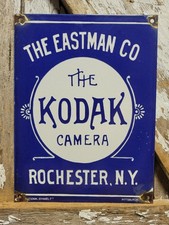 VINTAGE KODAK PORCELAIN SIGN OLD EASTMAN CAMERA PHOTOGRAPHY FILM ROCHESTER NY picture