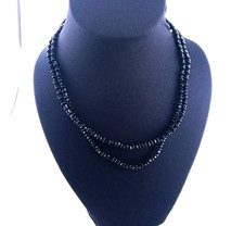 Vintage Signed 1950s Laguna Faceted Swarovski Black Crystal Crown Jewel Necklace picture