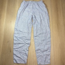 FLAX by Jeanne Engelhart Women Small Blue White 100% Linen Elastic Waist Pants picture