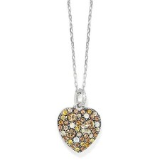 Brighton Sweet Love Heart Crystal Necklace Color Silver & Topaz #JM7694 $98 NWT picture