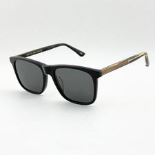 Gucci GG0381S Square Sunglasses Black Grey Lens Web Stripe Men's 57-18-145 picture