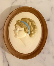Vintage 1975 Duncan Ceramic Lady Portrait Cameo Wall Plaque Bas Relief 11” picture