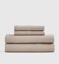 Quince European Linen Sheet Set Split  King Toffee 4 Piece 100% Flax Linen New picture