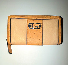 GUESS Beige/Tan Solid Zip-Around Women's Wallet w/ Logo, Card Slots & Zip Pocket picture