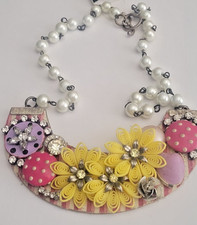 OOAK - 1960s INSPIRED NECKLACE - HANDMADE FROM VINTAGE JEWELRY PARTS picture