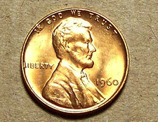 1960  P   UNC   LARGE  DATE  Lincoln Memorial Cent                   90830202-05 picture