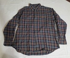 Vintage Woolrich Men's 100% Cotton Button Down Size XL Long Sleeve Drk Grn Burg picture