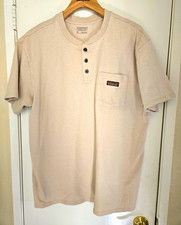 Patagonia Men's Henley Pocket T-Shirt Beige Hemp/Cotton Knit Short Sleeve XL picture