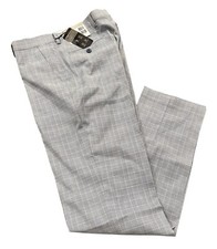 NEW Alfani Men's Slim Fit AlphaTech Stretch Suit Pants Light Blue Plaid 32x32 picture