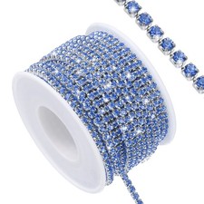 11 Yard Crystal Rhinestone Chain Trim Light Blue Rhinestone with Silver Base picture