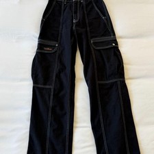 BDG Urban Outfitters Black Contrast Stitch Cargo Pants High Waisted Size 27 4 picture