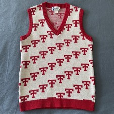 VINTAGE Texas Tech Vest Mens Medium Red Raiders 70s College Football Acrylic USA picture