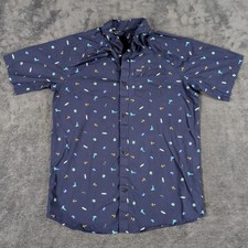 Boys Hurley Blue Short Sleeve Button Up Shirt Size Large 12-13yrs picture