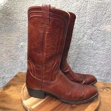 Vintage R.J. Foley Western Boots Mens 10D Brown Leather Cowboy Rodeo Farmcore picture