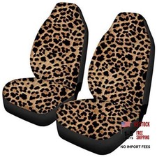 Car Seat Cover Print Cute Soft Universal 2pc Front Car Seat Covers Leopard picture